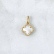 Dije Trebol VCyA 1.7gr / 1.7cm / Nacar Blanco Punteado Oro Amarillo Nac.Esp. 18K