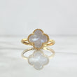 Anillo Trébol VCyA 2.35gr / T7 3/4 / 12mm Nacar Blanco Punteado Oro Amarillo Nac.Esp. 18K ©