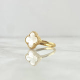 Anillo Trébol VCyA 2.35gr / T7 3/4 / 12mm Nacar Blanco Punteado Oro Amarillo Nac.Esp. 18K ©