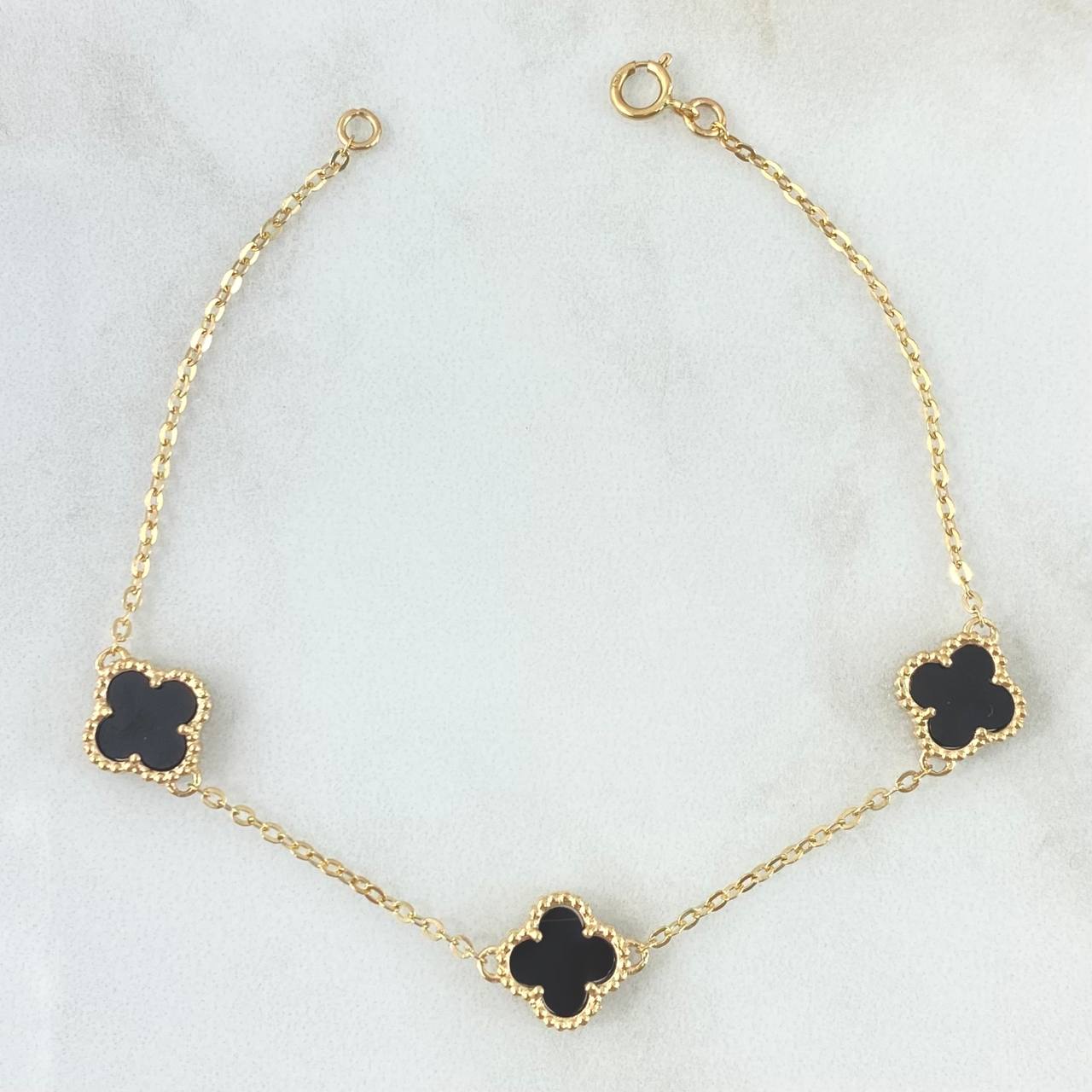 Pulso Aro Seguido Trebol 4.5gr / 16cm-18cm / Nac.Esp. Oro 18K ©