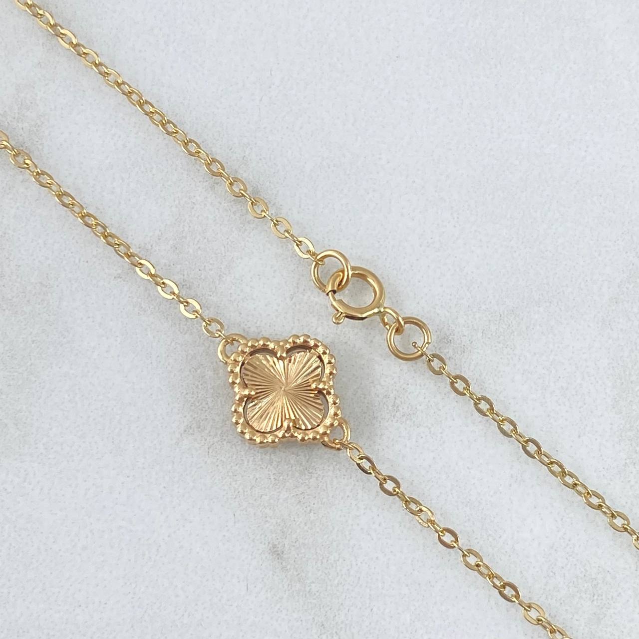 Cadena Aro Seguido Trébol VCyA 7.5gr / 50cm / 10mm Diamantado Punteado Oro Amarillo Nac.Esp. 18K ©