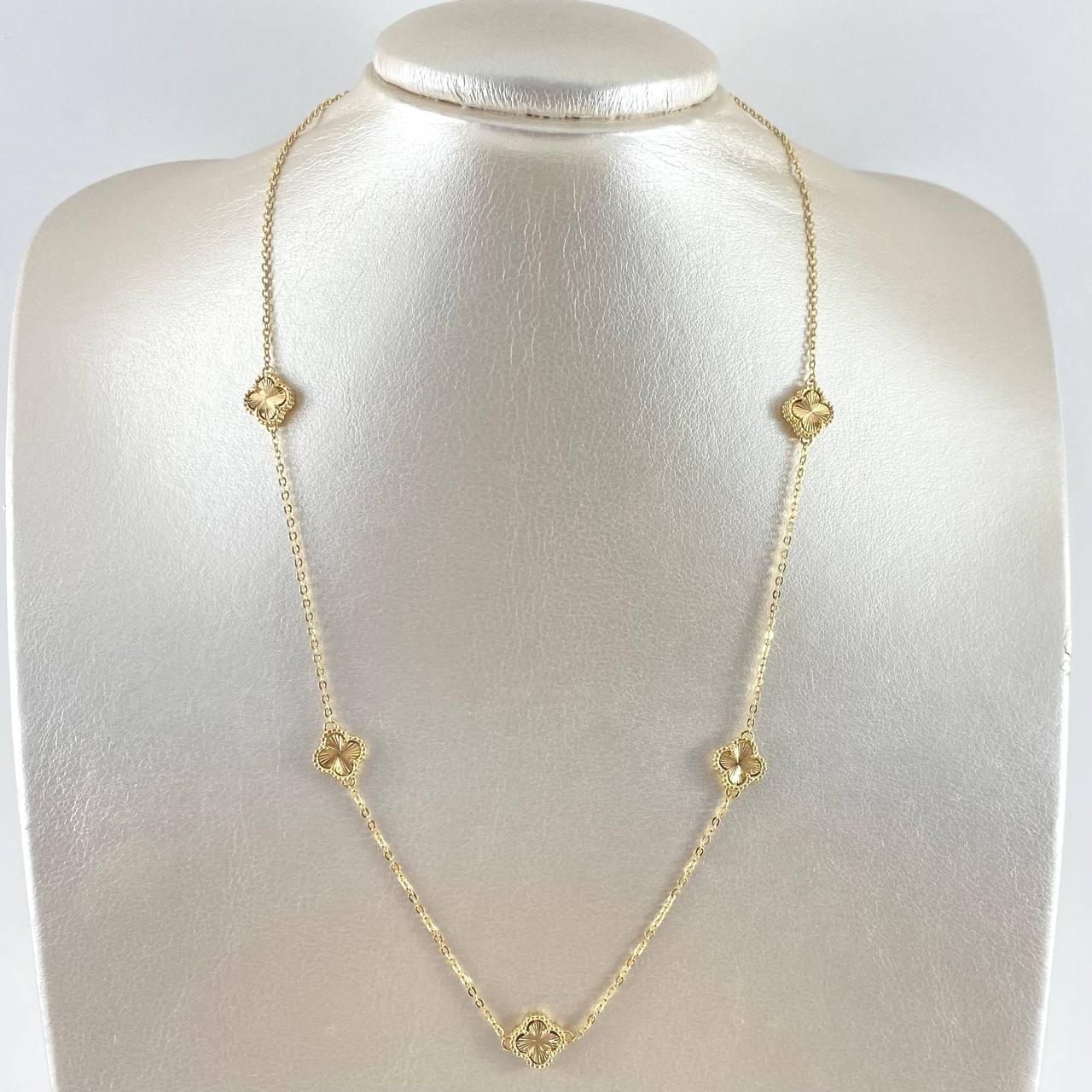 Cadena Aro Seguido Trébol VCyA 7.5gr / 50cm / 10mm Diamantado Punteado Oro Amarillo Nac.Esp. 18K ©