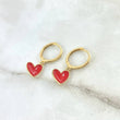 Candongas Corazón Punteado 2.25gr / 1.4cm-2.4cm / Resina Roja Oro Amarillo 18K ©