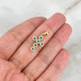 Dije Cruz Tupida 1.3gr / 2.4cm / Circones Blancos Verdes Oro Amarillo *