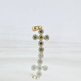 Dije Cruz Tupida 1.3gr / 2.4cm / Circones Blancos Verdes Oro Amarillo *