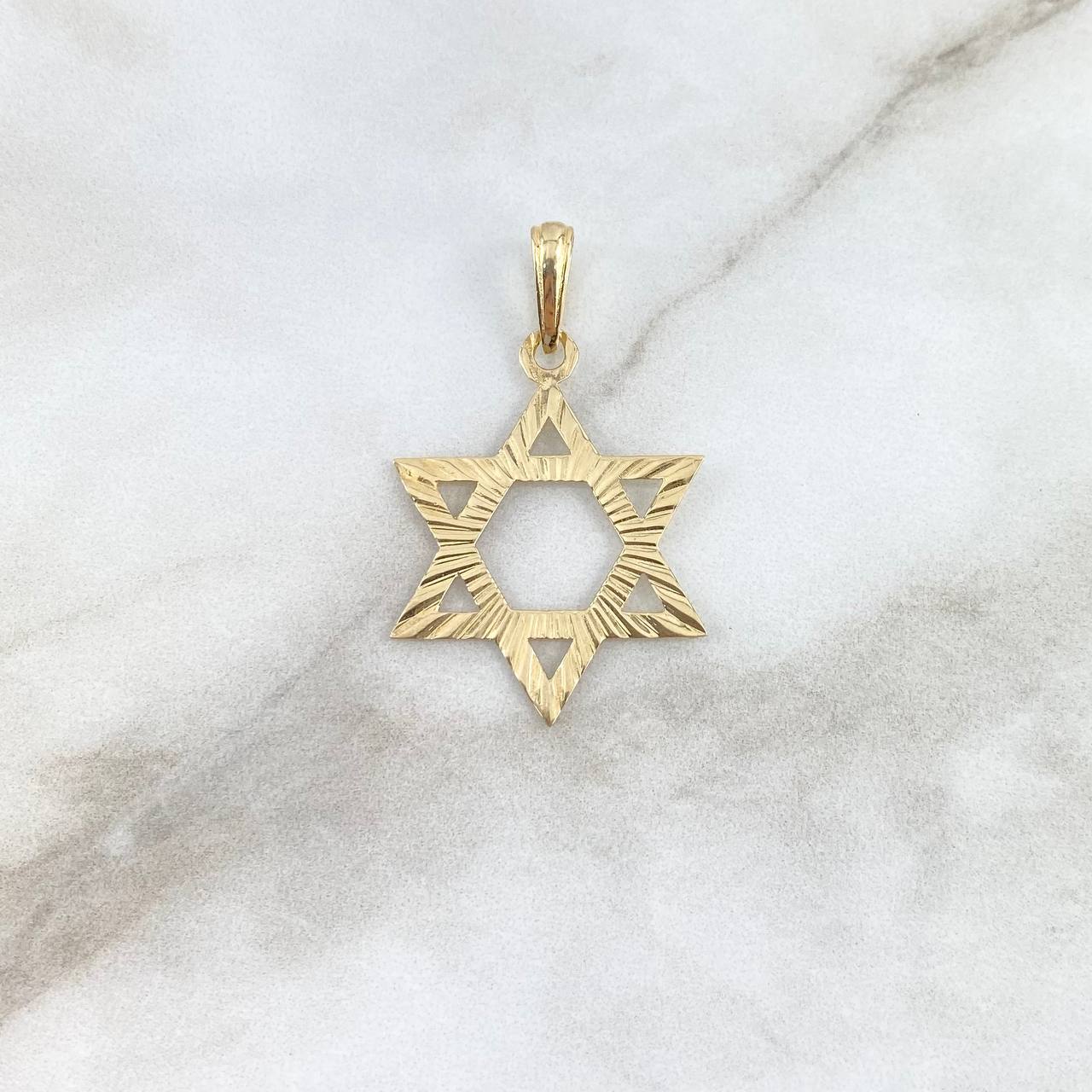 Dije Estrella de David 1.95gr / 3.5cm / Diamantada Oro Amarillo