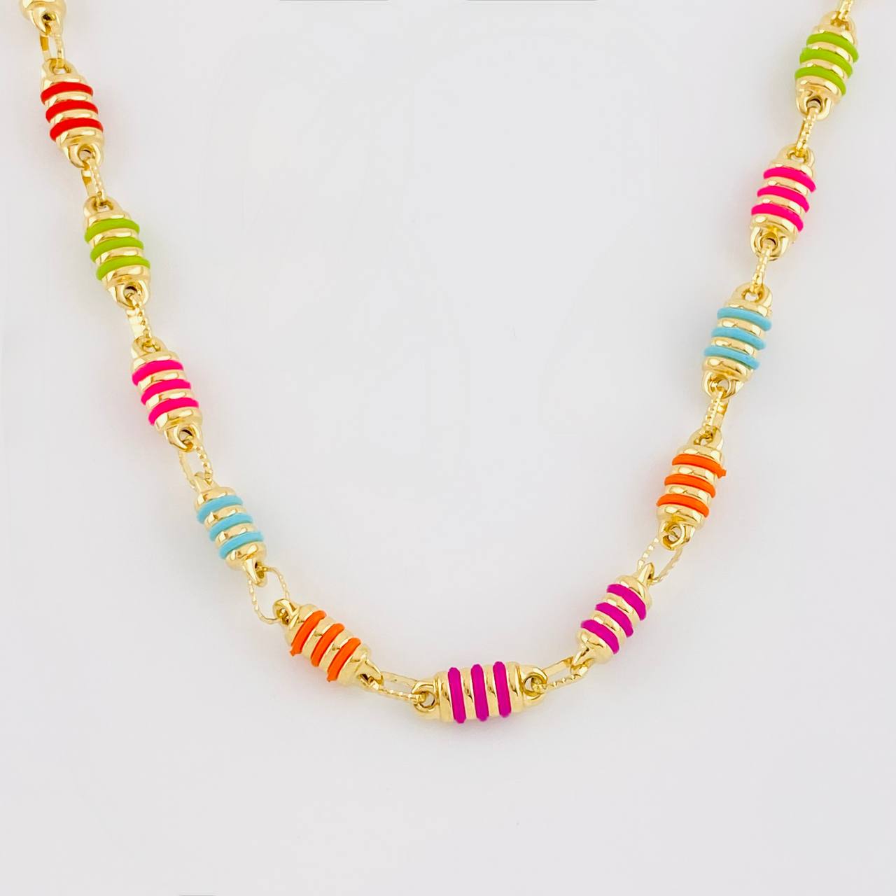 Cadena Rustica Barril Rayado 12.8g / 50cm / 5mm Oro Amarillo 18K