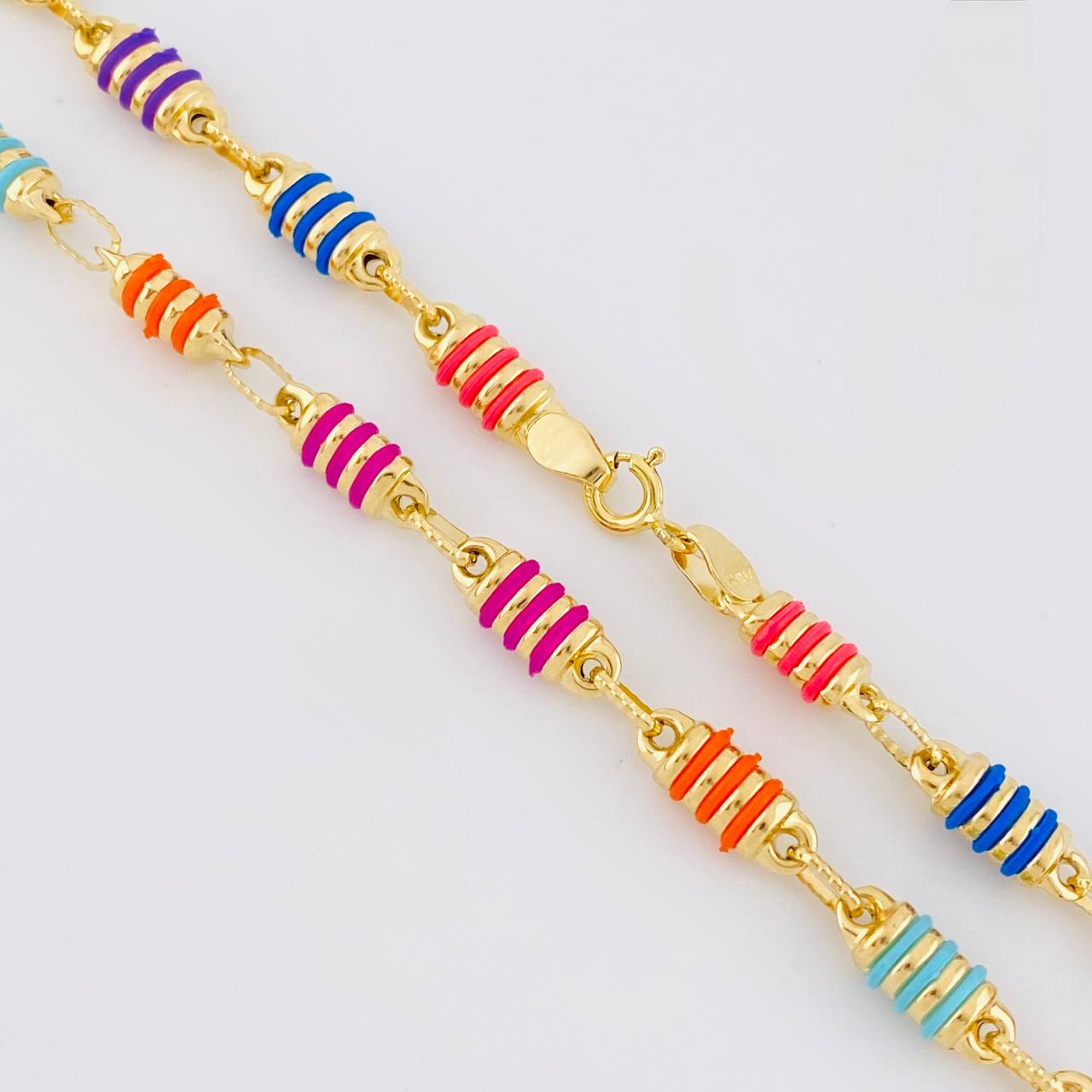 Cadena Rustica Barril Rayado 12.8g / 50cm / 5mm Oro Amarillo 18K