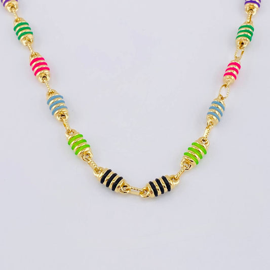 Cadena Rustica Barril Rayado 12.8g / 50cm / 4.9mm Oro Amarillo 18K