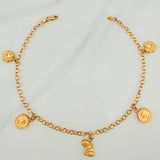 Tobillera Aro Seguido Dijes 5.85gr / 26.5cm / 2.97mm Oro Amarillo 18K %