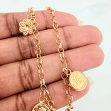 Tobillera Aro Seguido Dijes 5.85gr / 26.5cm / 2.97mm Oro Amarillo 18K %