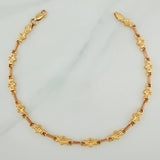 Pulso Rustico Flores 4.6gr / 22.5cm / 4.7mm Oro Amarillo Rosa 18K %