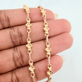 Pulso Rustico Flores 4.6gr / 22.5cm / 4.7mm Oro Amarillo Rosa 18K %