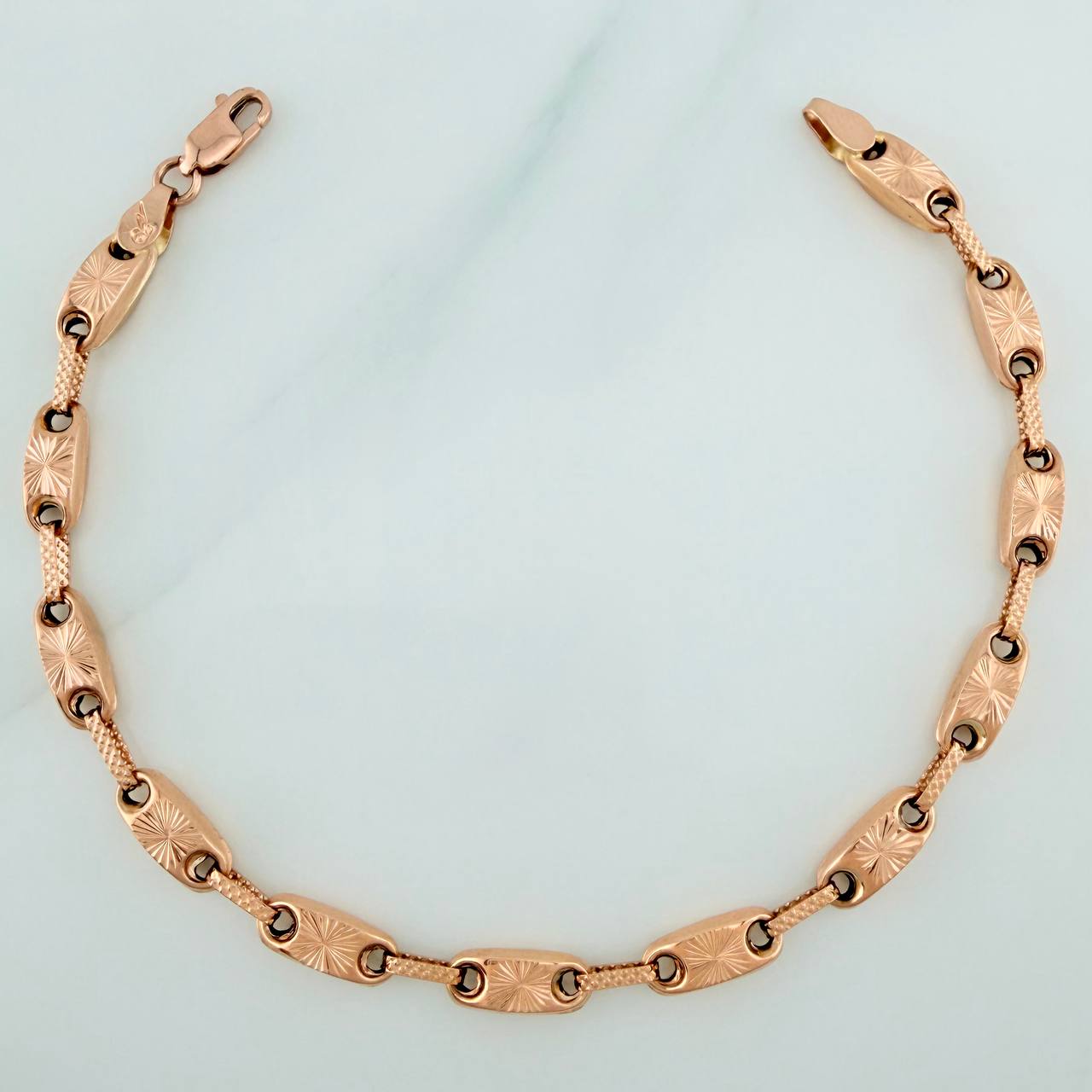 Pulso Rustico Eslabon 5.9gr / 20.5cm / Oro Rosa 18K %