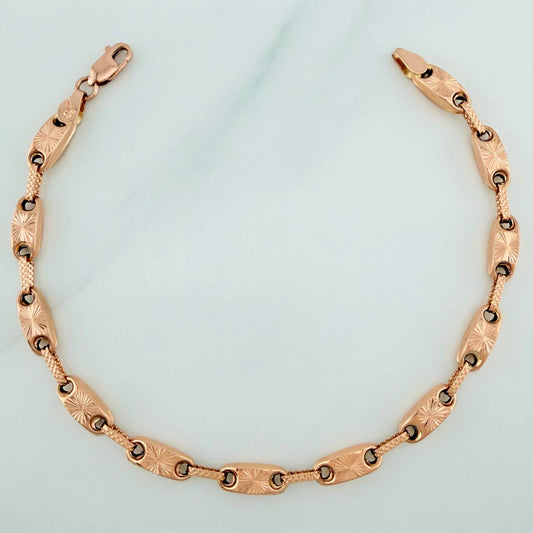 Pulso Rustico Eslabon 5.9gr / 20.5cm / Oro Rosa 18K %