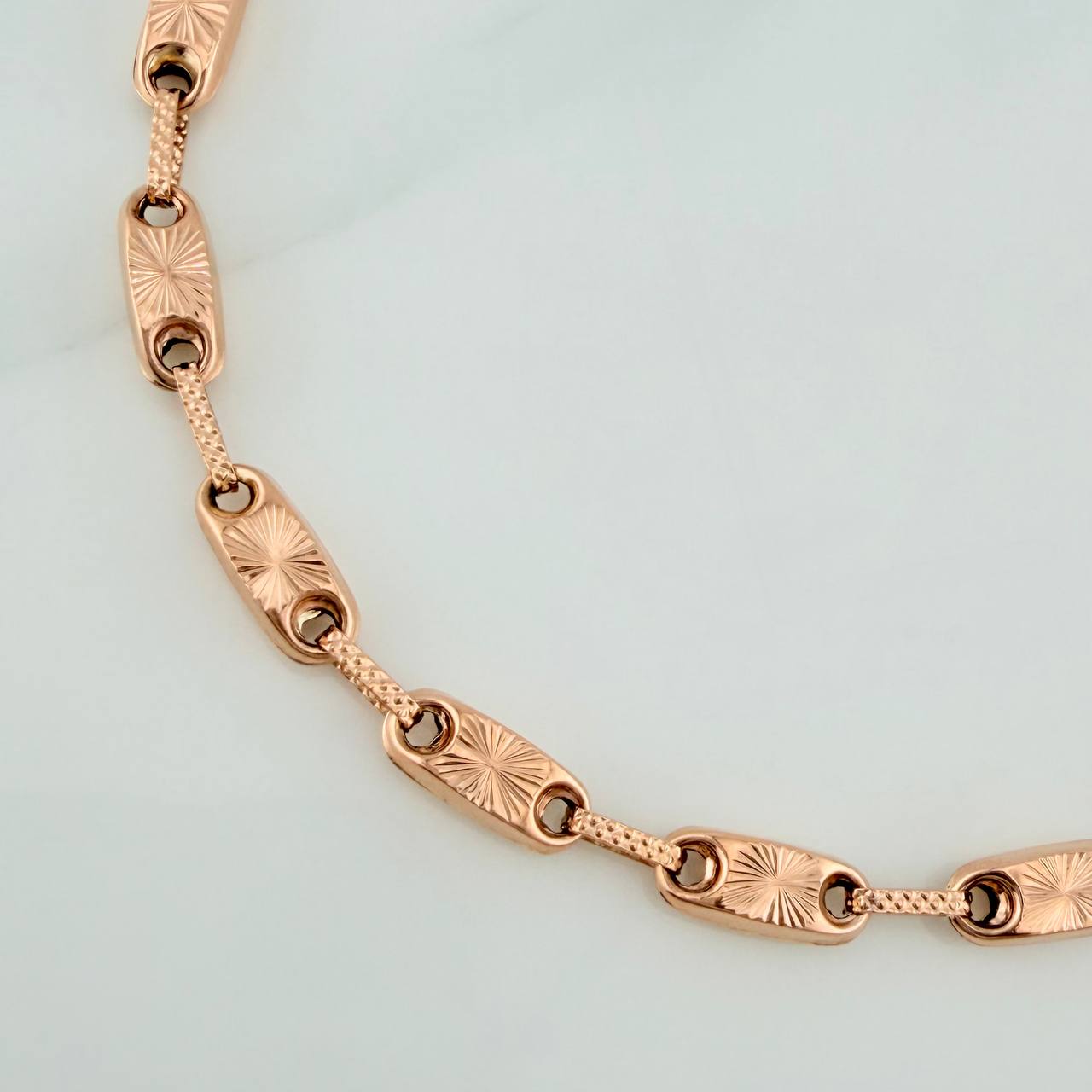 Pulso Rustico Eslabon 5.9gr / 20.5cm / Oro Rosa 18K %