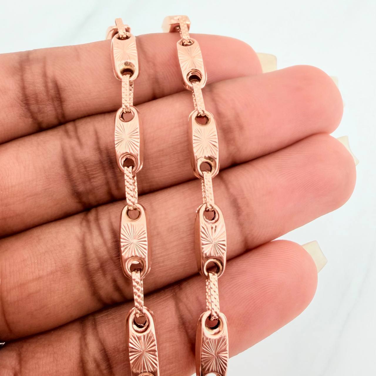 Pulso Rustico Eslabon 5.9gr / 20.5cm / Oro Rosa 18K %