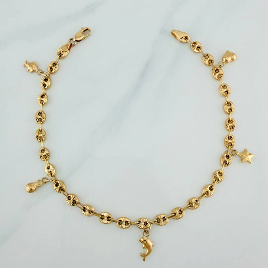 Tobillera GC Dijes 6.2gr / 24.5cm / Oro Amarillo 18K %