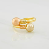 Anillo Tu y Yo 1.85g / T7 1/4 Tres Oros 18K