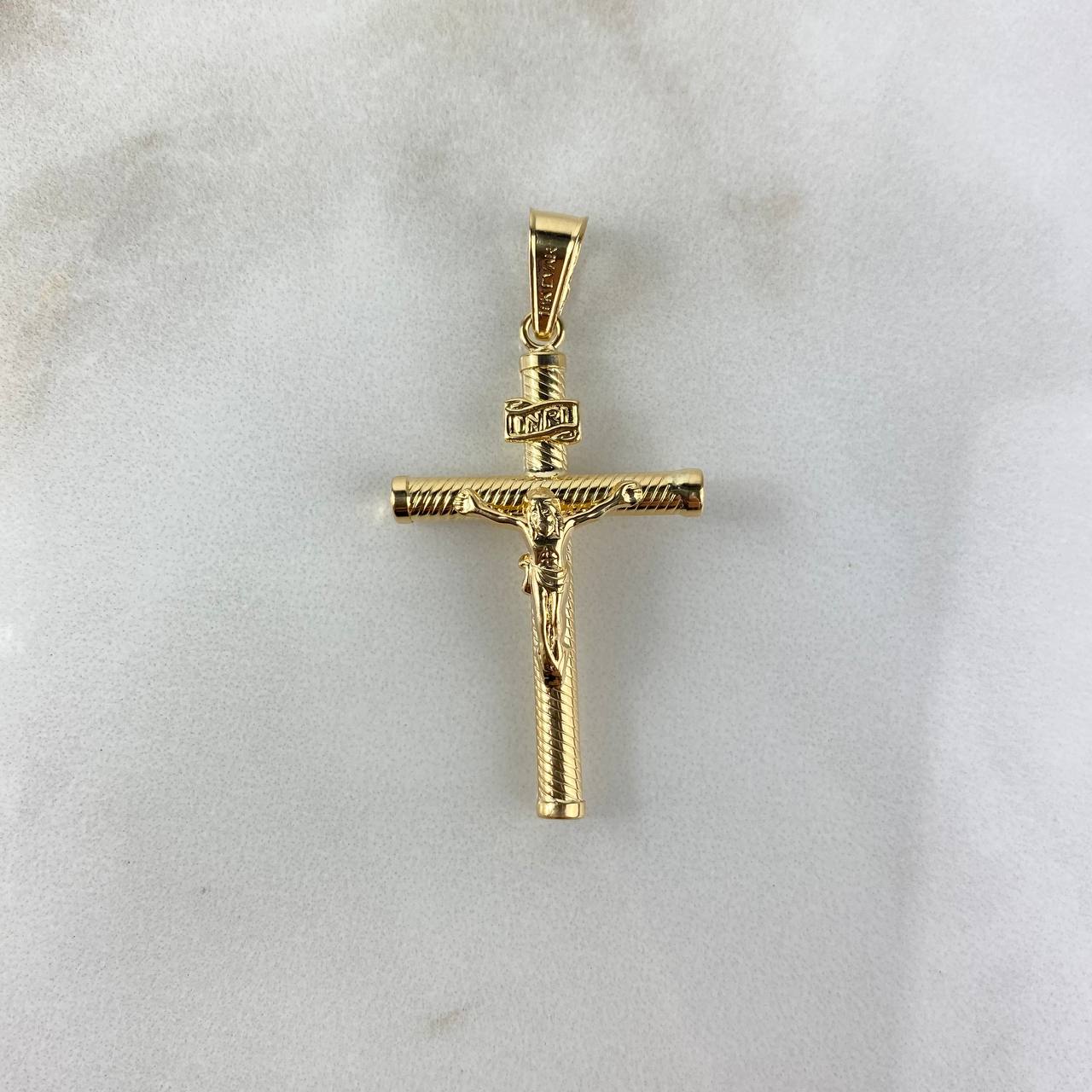 Dije Cristo Cruz 1.6gr / 4.3cm / Baston Atornillado Oro Amarillo
