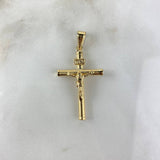 Dije Cristo Cruz 1.6gr / 4.3cm / Baston Atornillado Oro Amarillo