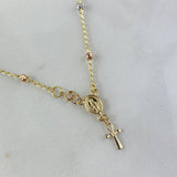 Tobillera Denario Virgen Milagrosa 2.95gr / 25cm / 3mm Bolas Diamantadas Cruz Anj Tres Oros