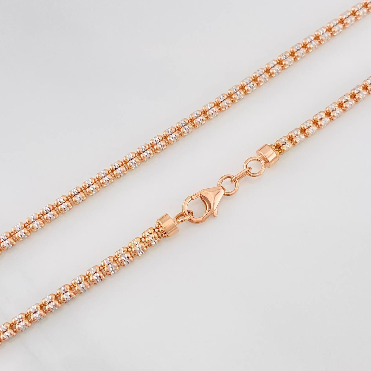 Cadena Ice 14.8g / 70cm / 2.3mm Dos Oros Blanco Rosa 18K