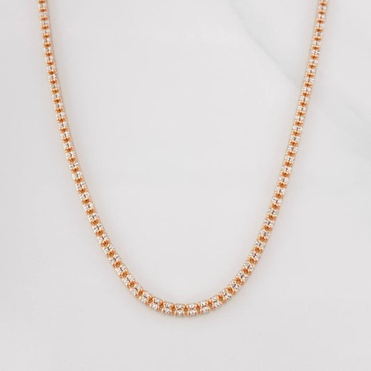 Cadena Ice 18.5g / 70cm / 2.29mm Dos Oros Blanco Rosa 18K