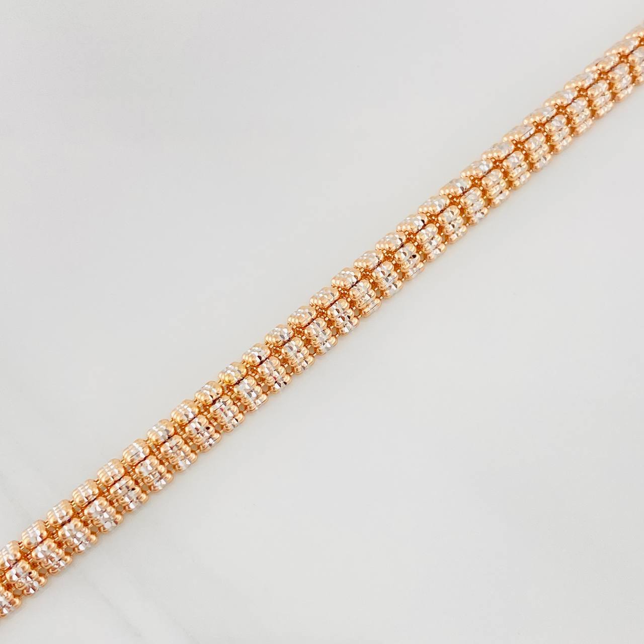 Pulso Ice 12.95g / 21.05cm / 4.72mm Dos Oros Blanco Rosa 18K