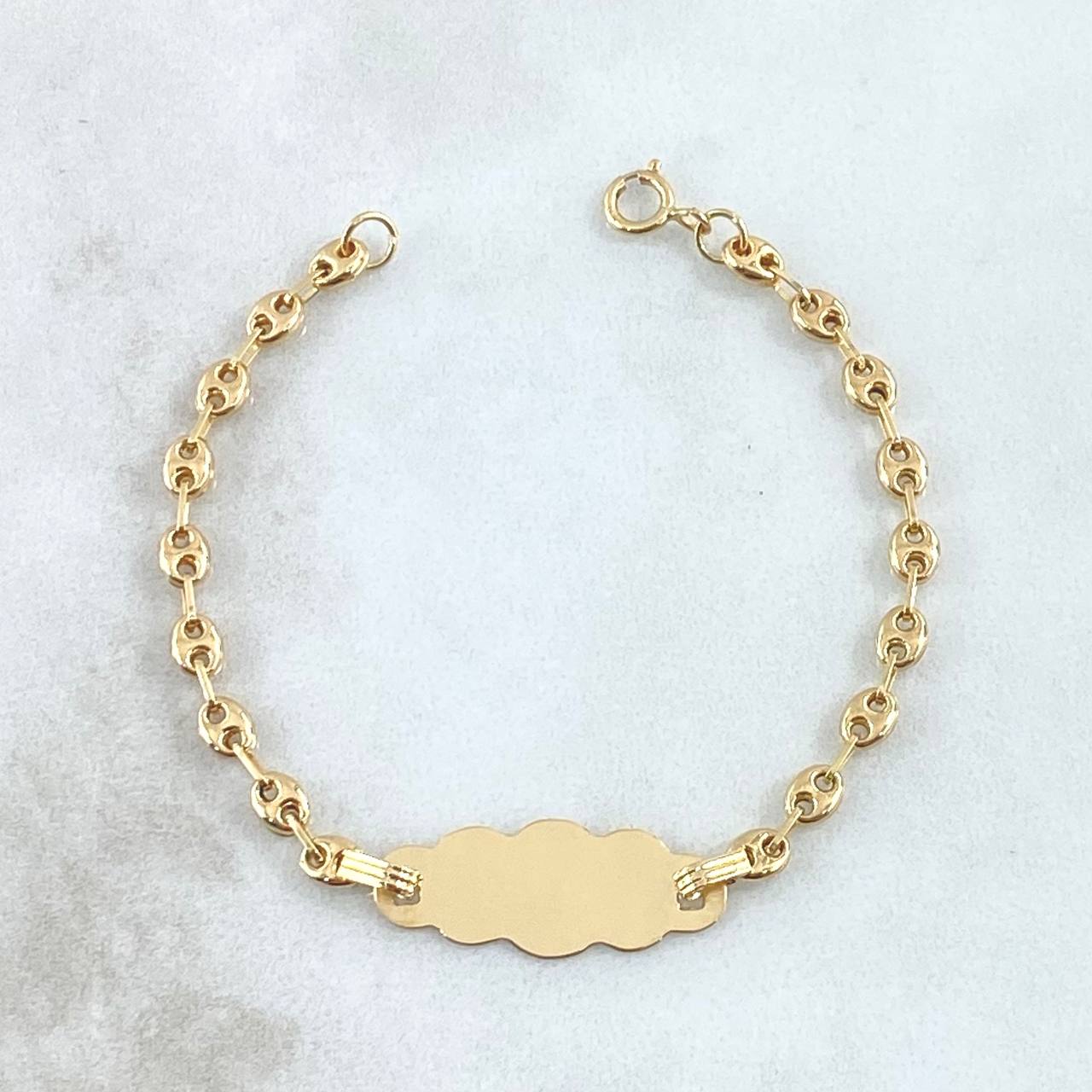 Pulso Bebé GC Placa Nube 1.95gr / 14cm / 3.2mm Lisa Oro Amarillo 18K