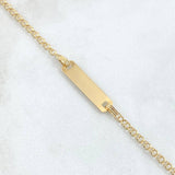 Pulso Bebé Aro Seguido Placa Rectangular 1.25gr / 12cm-14cm / 2.4mm Gradual Oro Amarillo 18K *