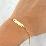 Pulso Bebé Aro Seguido Placa Rectangular 1.55gr / 13cm-14cm / 2.4mm Gradual Oro Amarillo 18K *