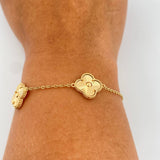 Pulso Aro Seguido Treboles 6.45gr / 16cm-18cm / 1.25mm Oro Amarillo 18K &