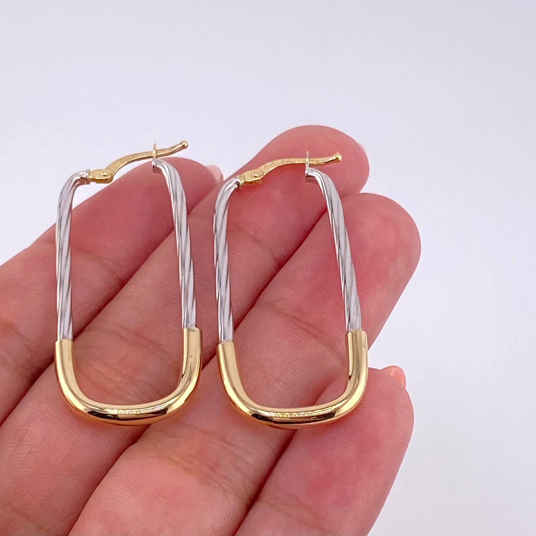 Candongas Clip 2.35g / 4.1cm Dos Oros Amarillo Blanco 18K