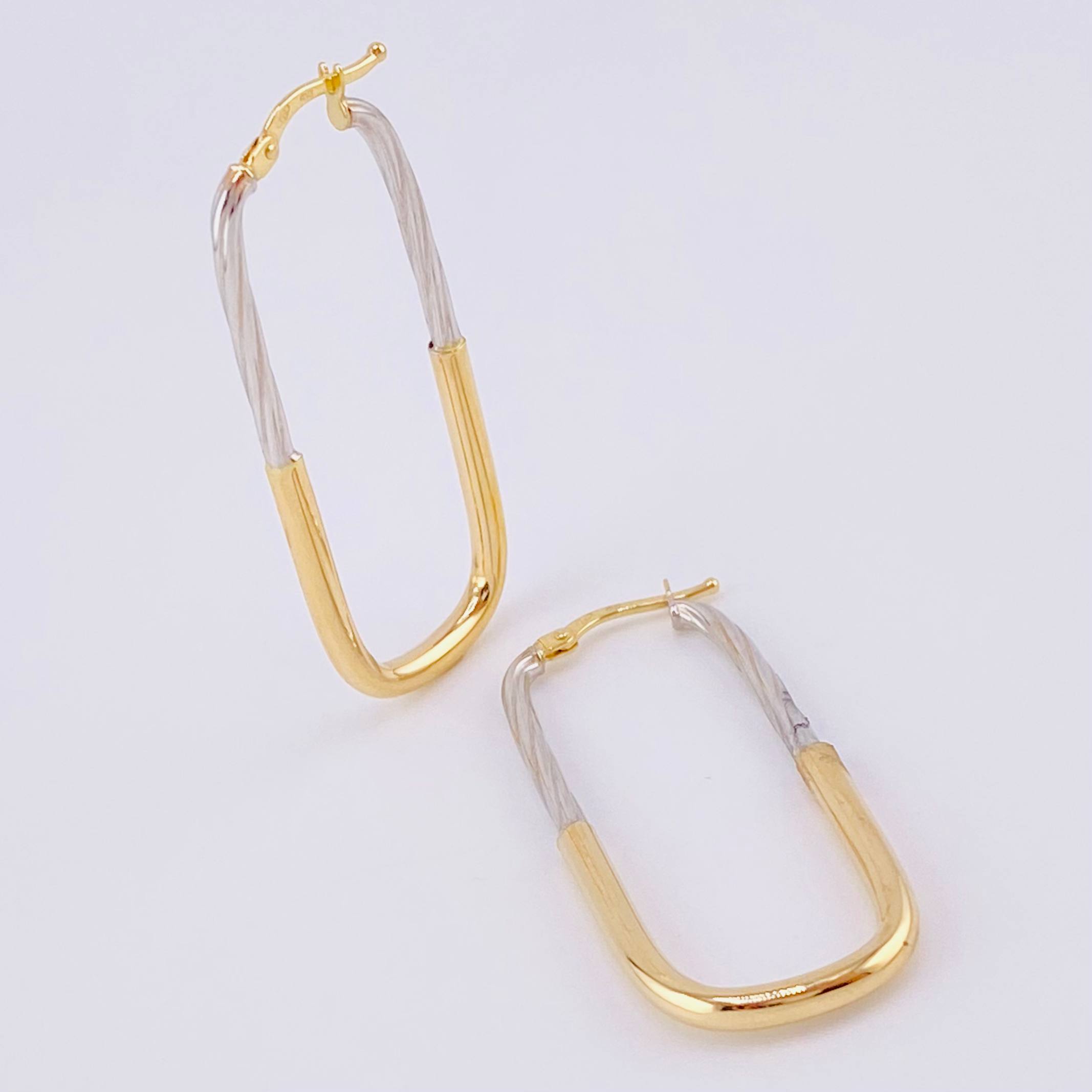 Candongas Clip 2.4g / 4.1cm Dos Oros Amarillo Blanco 18K