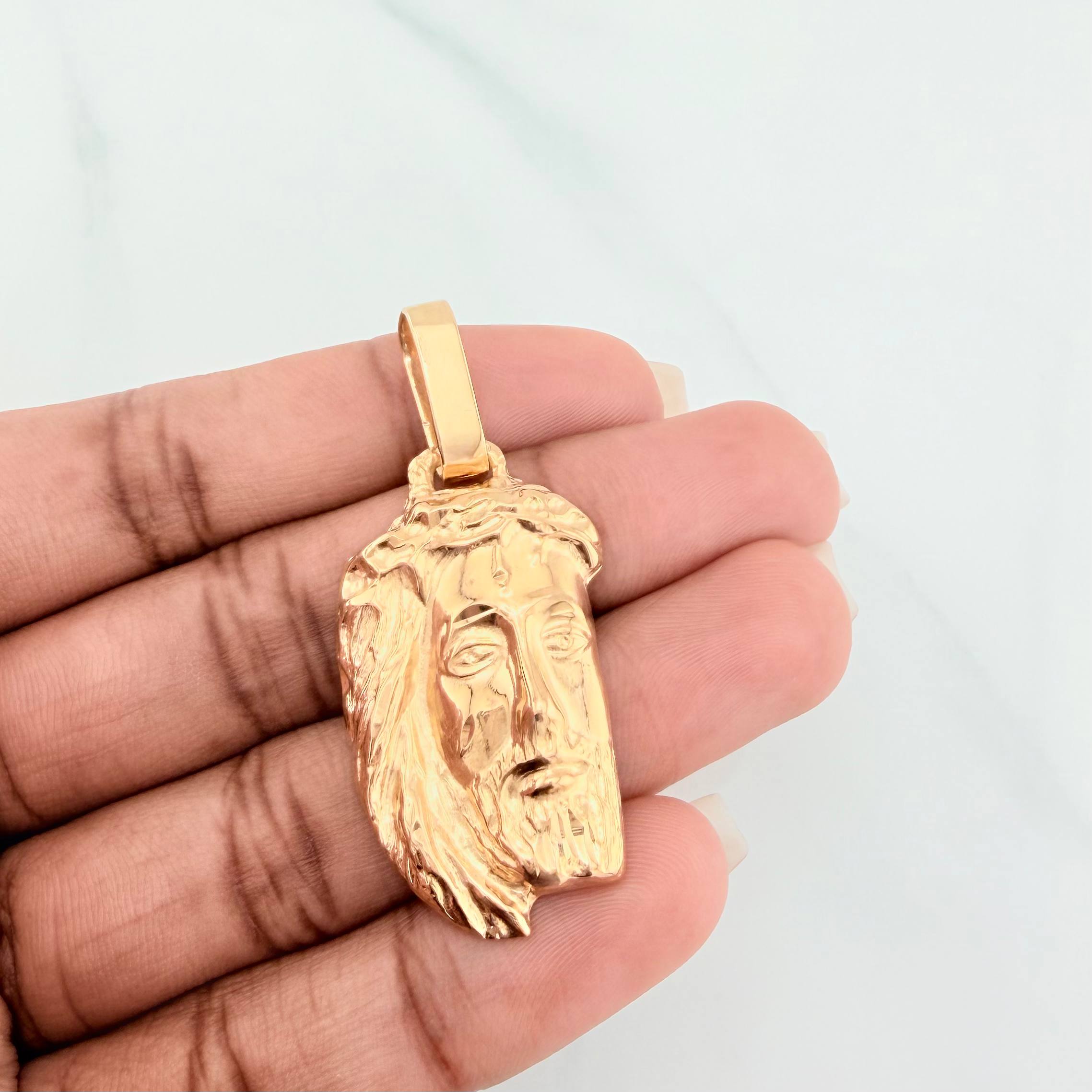 Dije Rostro Cristo 6.2 g / 4.8 cm Oro Amarillo 18K