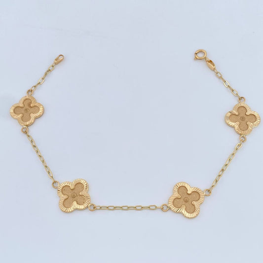 Pulso Trebol Cajon 3.7gr / 19.2cm / 1.7mm Oro Amarillo 18K %