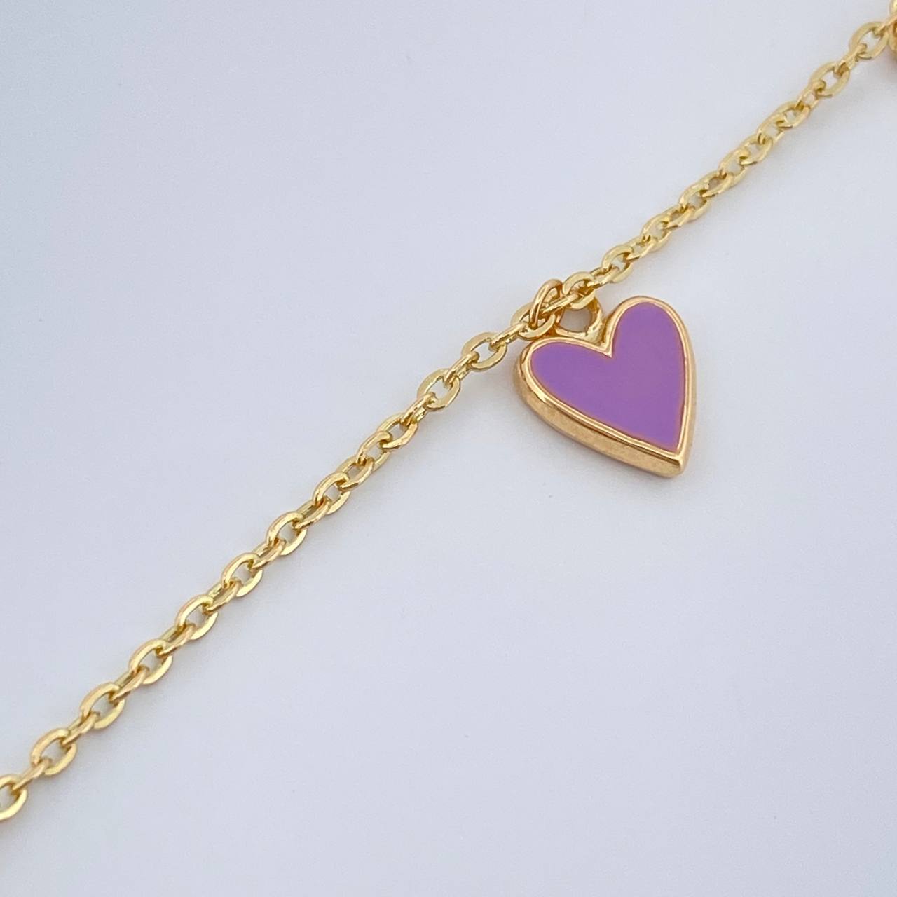 Tobillera Aro Seguido Figuras Corazon 3.5gr / 26.1cm / 1.44mm Oro Amarillo 18K %