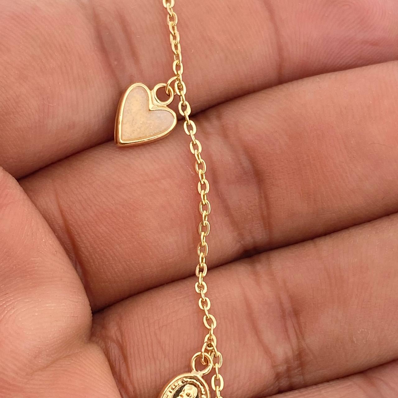 Tobillera Aro Seguido Figuras  3.55gr / 26cm / 1.5mm Oro Amarillo 18K %