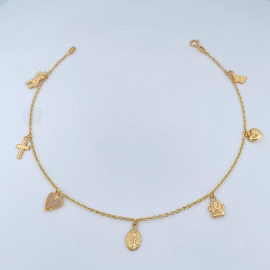 Tobillera Aro Seguido Figuras  3.55gr / 26cm / 1.5mm Oro Amarillo 18K %