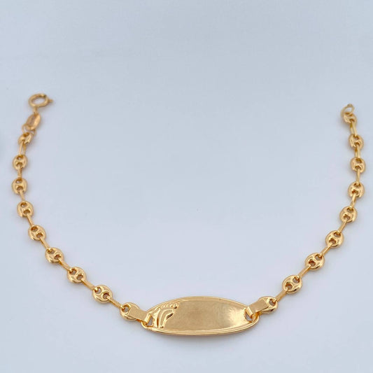 Pulso Bebé Placa Pie Gc 1.8gr / 15cm / 3.25mm Oro Amarillo 18K %
