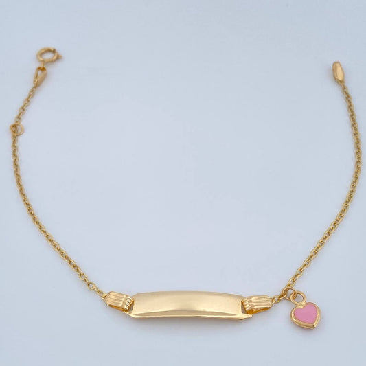 Pulso Bebé Placa Aro Seguido Corazon 1.6gr / 16cm / 1mm Oro Amarillo 18K %