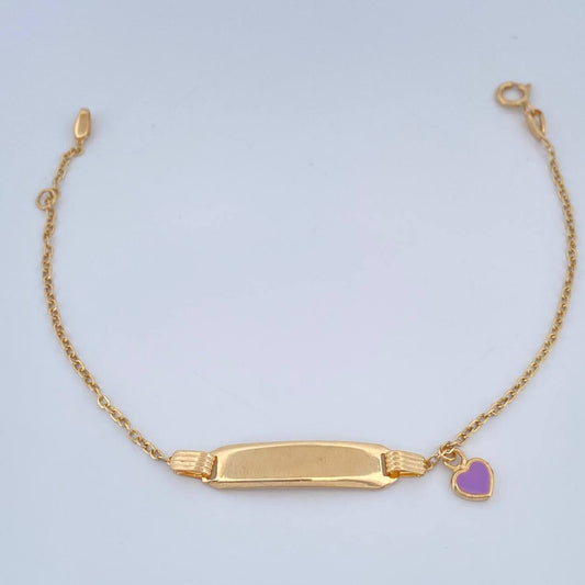 Pulso Bebé Placa Aro Seguido Corazon 1.6gr / 16cm / 1mm Oro Amarillo 18K %