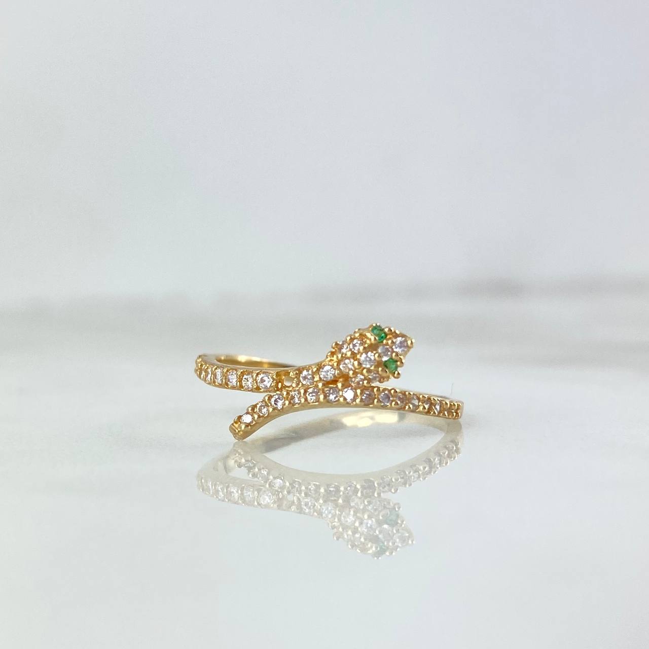 Anillo Serpiente 1.5gr / T6 1/4 / Circones Blancos Verdes Oro Amarillo