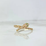 Anillo Serpiente 1.5gr / T6 1/4 / Circones Blancos Verdes Oro Amarillo