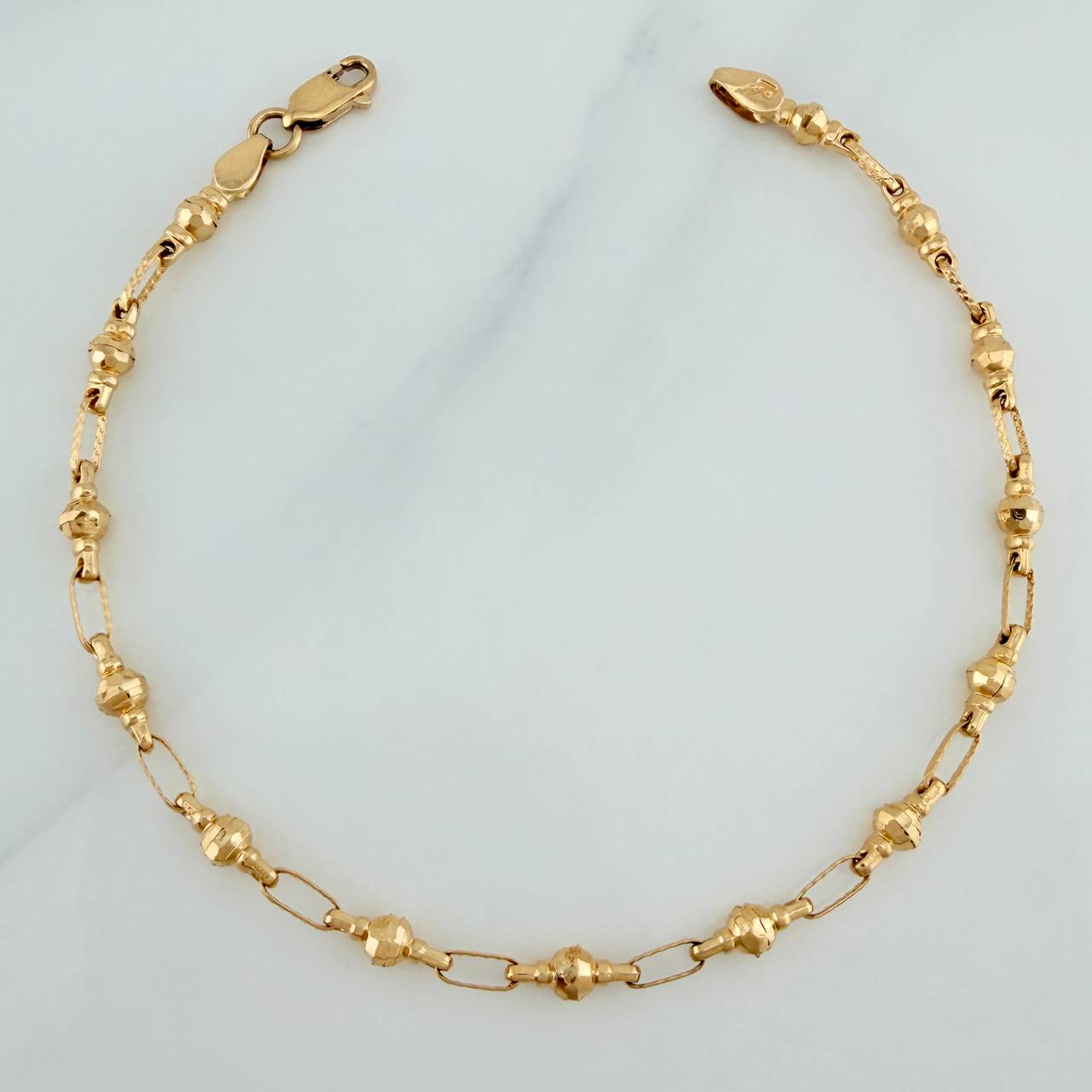 Pulso Rustico Bolas 4.65gr / 21.5cm / 3.95mm Oro Amarillo 18K %