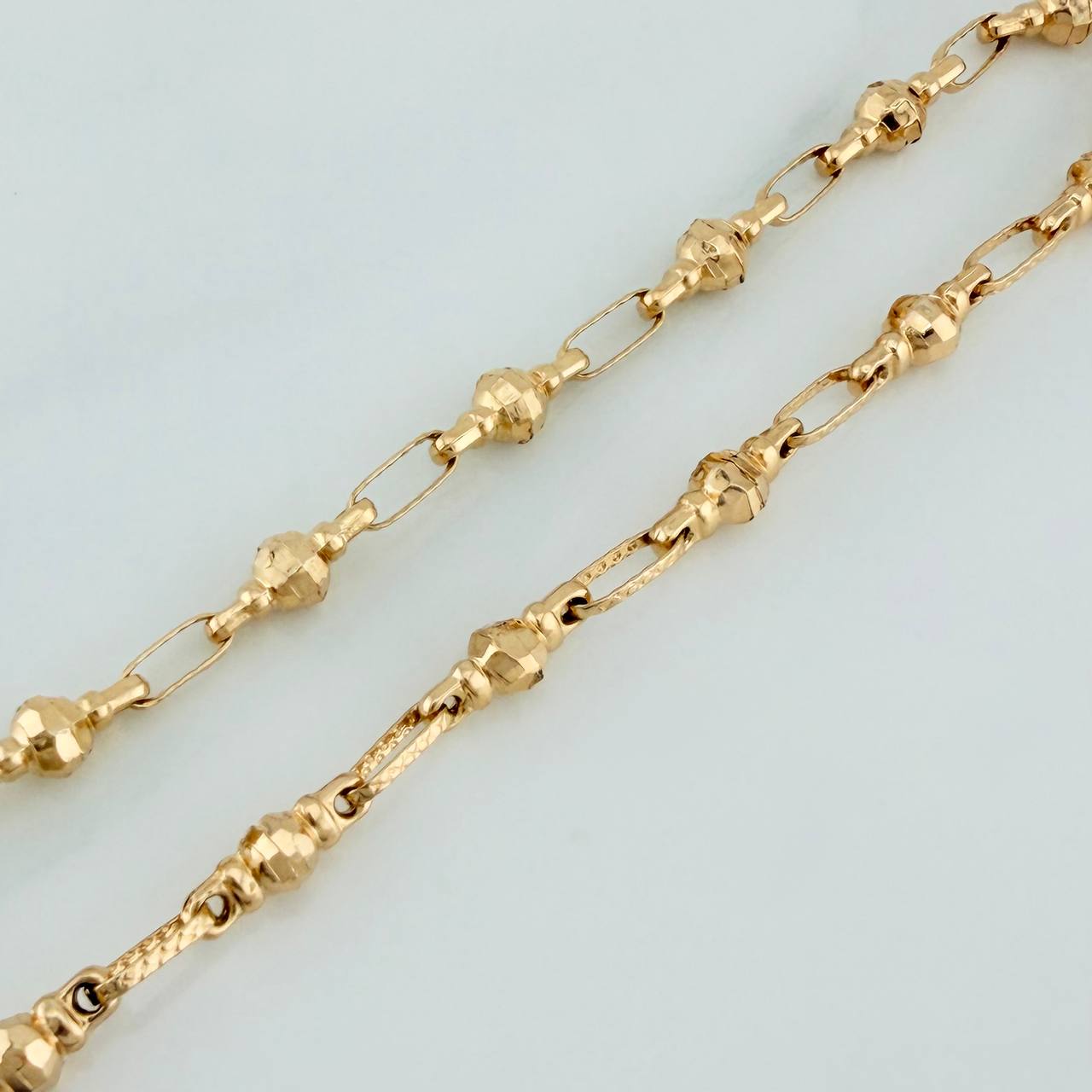 Pulso Rustico Bolas 4.65gr / 21.5cm / 3.95mm Oro Amarillo 18K %
