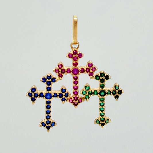 Dije Tres Cruces 1.7gr / 2.5cm / Oro Amarillo 18K %