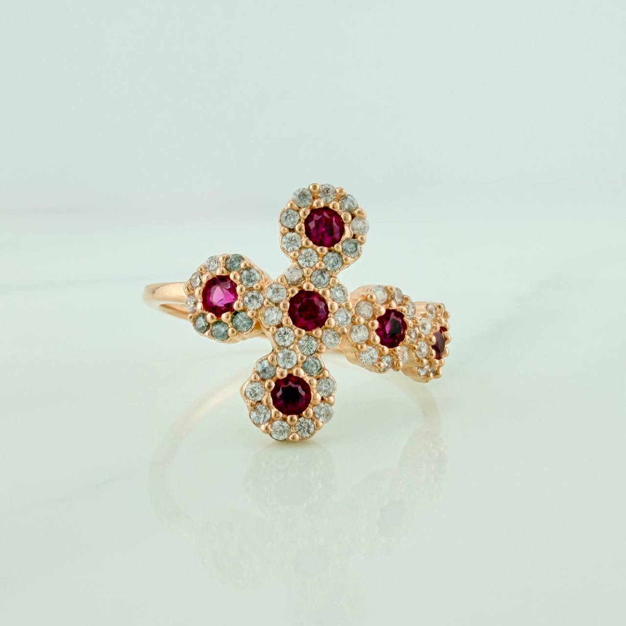 Anillo Cruz Tupida 2.15gr / T5 3/4 / Oro Rosa 18K %