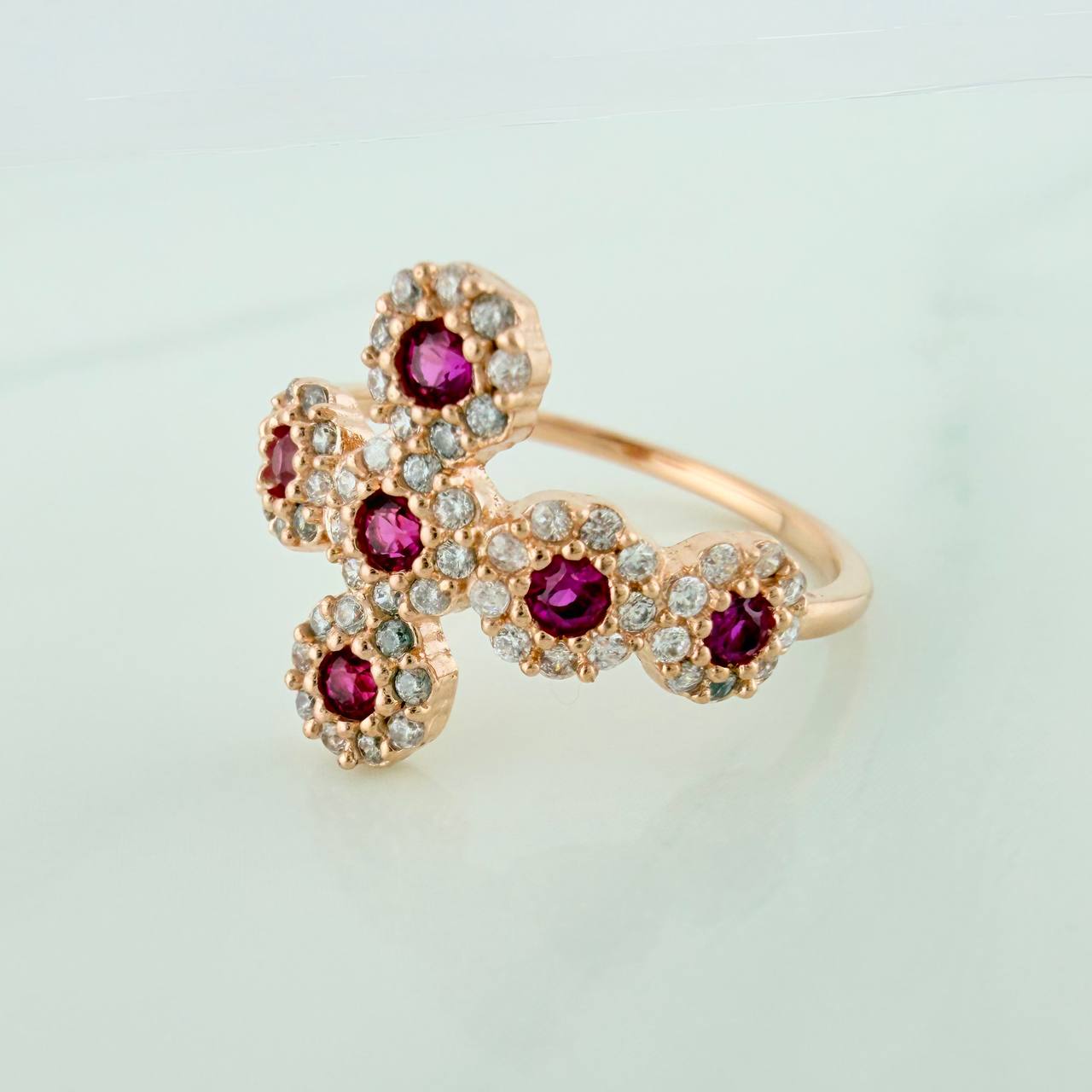 Anillo Cruz Tupida 2.15gr / T5 3/4 / Oro Rosa 18K %